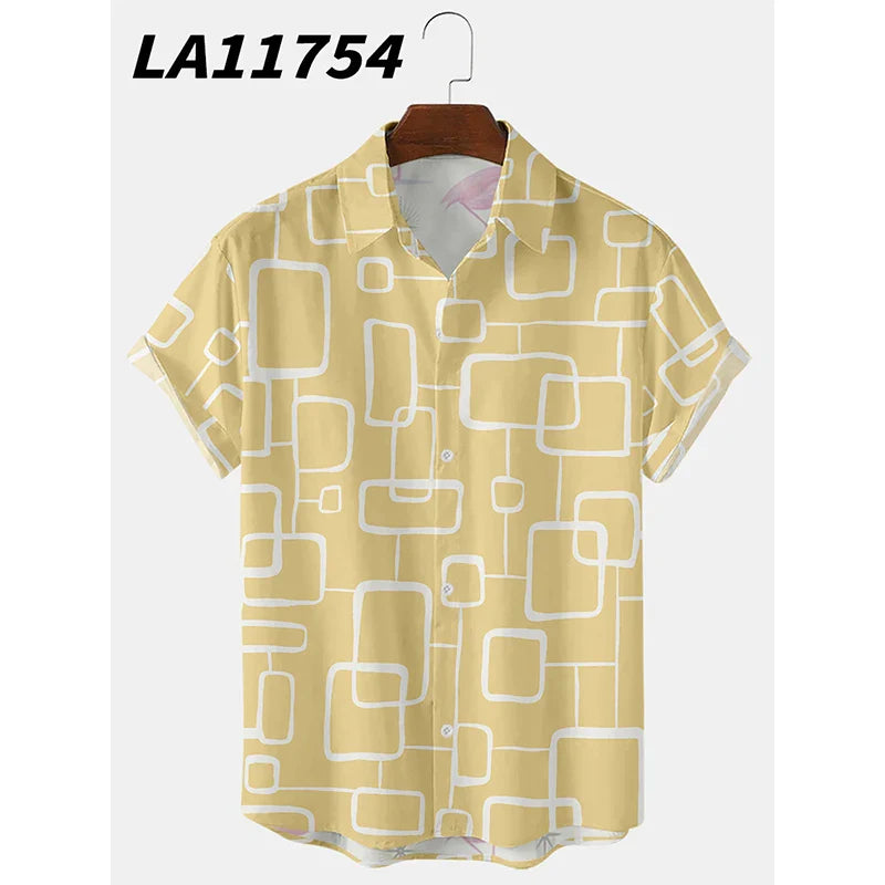 2024 Men's Shirts Creative Panda Printed Short Sleeve Shirt Men Street Summer Hawaii Beach Retro Harujuku For