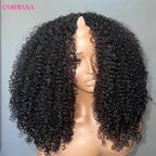 250% Kinky Curly V Part Wig Human Hair No Leave Out Upgrade Deep Wave Curly V Shape Wig No Glue Clip In Half Wig For Women