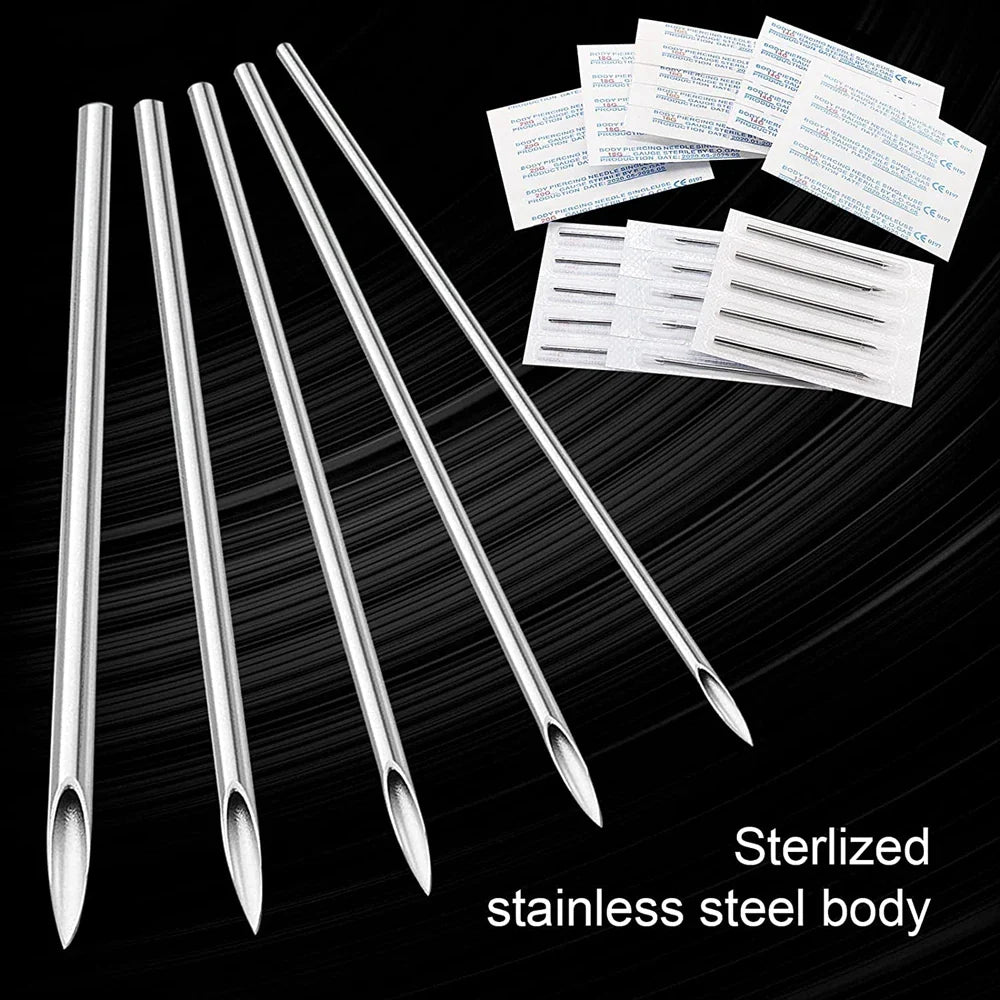 100/50/5pcs Disposable Piercing Needles 12G 14G 16G 18G 20G Ear Nose Navel Nipple Sterile Piercing Needle Permanent Makeup Tools
