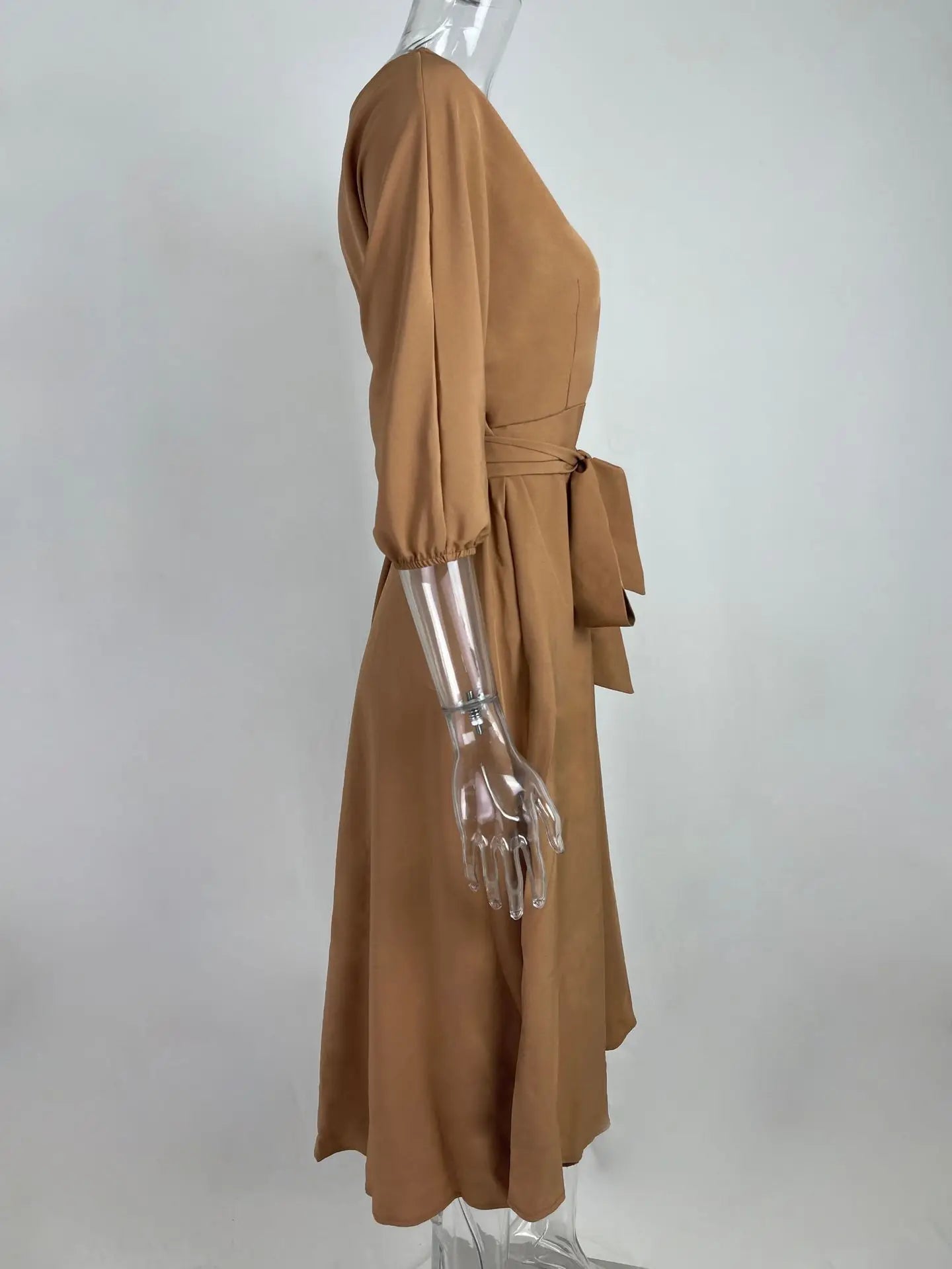 Elegant Women's Spring/Summer Fashion Green Diagonal Neck Middle Sleeve Casual Dress Women's Casual Retro Long Dress s-3XL