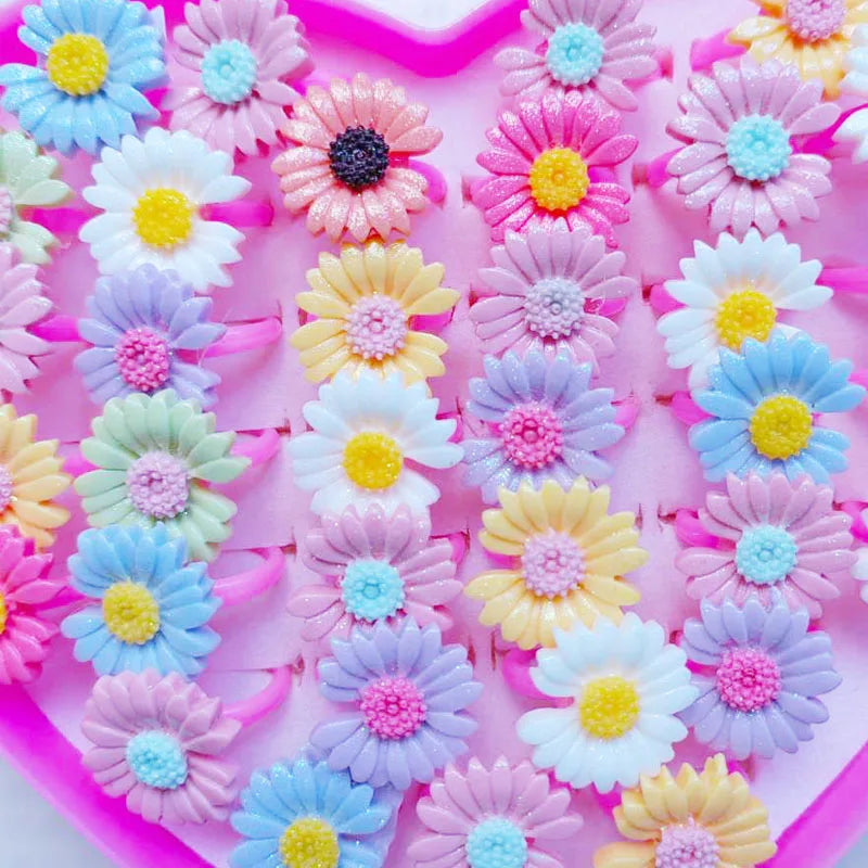 10pcs/lot Children's Cartoon Rings Candy Flower Animal Bow Shape Ring Set Mix Finger Jewellery Rings Kid Girls Toys Anillo