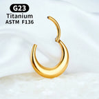 ASTM F136 Titanium 16G Moon Septum Hoop Ring Anodizing Hinged Segment Nose Clicker Tragus Helix Daith Earring Piercing Jewelry