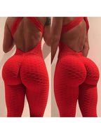 2024 Women's Sports Suit Sleeveless Backless Jumpsuits Costume Quick Dry Gym Bodysuit Tracksuit Fitness Tights Scrunch Leggings
