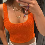 Elegant Sequined Orange Cardigans Women Y2k O-neck Short Sleeve One Button Female Tops 2025 Street Summer Lady Chic Knitwear