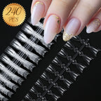 240pcs XS Fake Nails Short Square/Almond False Nail Tips Half Matte Acrylic Square Fingernails DIY For Manicure Extension Tools