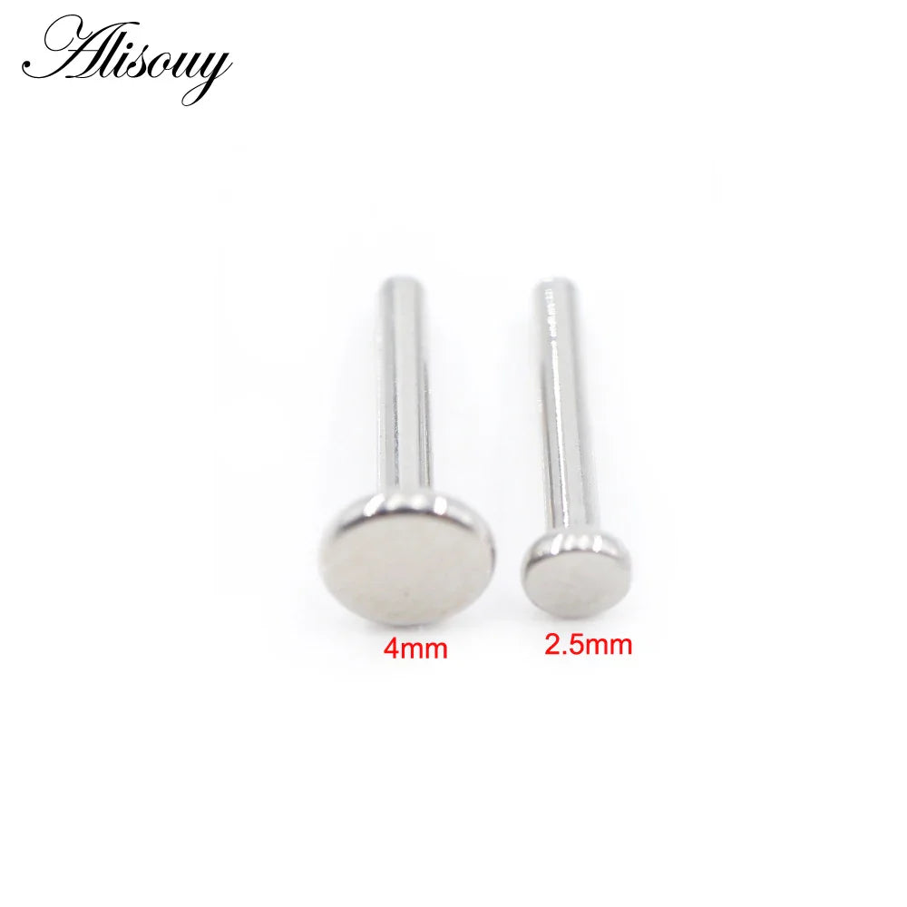 Alisouy 1PC G23 Titanium Internally Threaded Labret Shaft Lip Replacement Flat Bar Ear Tragus Stud Earring Body Piercing Jewelry