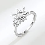 925 Sterling Silver Zircon Sunflower Spinner Rings for Women Adjustable Anti Stress Rings Fashion Party Gift 2022 New Hot Sale