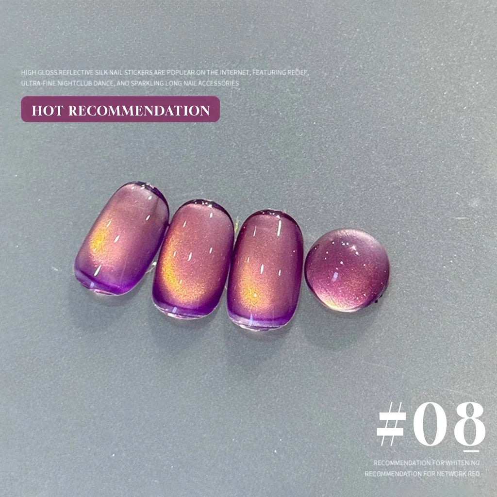 1-3pcs PSK 2025 New Whitening Purple Glass Beads Starry Crystal Nail Art Purple Glass Bead Cat Eye Gel Nail Polish Nail Supplies