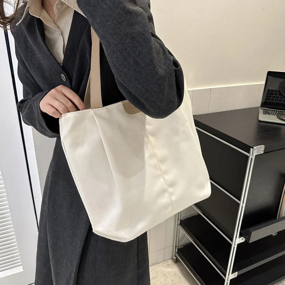 Casual Women's Bag New Large Capacity Canvas Tote Bag Lightweight Women Shoulder Bags Simple Style Female Handbags HJ8396