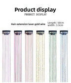 6-Piece Set BB Clip Tinsel Hair Metal Laser Gold Thread PET Laser Thread Highlighting Cross-Border Hair Accessories