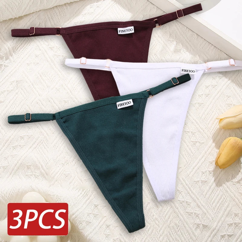 Cotton Sexy Thongs Adjustable Women's Panties Soft Panties Low Waist Seamless Thongs Woman Lingerie Tangas Mujer S-XL FINETOO