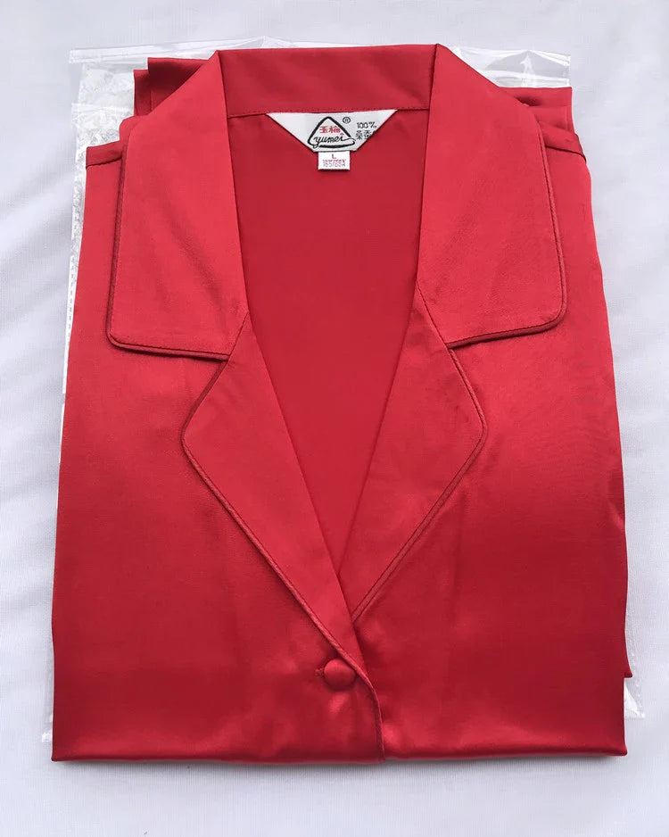 100% Pure Silk Women's Classical Pajama Set Sleepwear Nightgown M L XL YM007