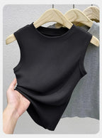 1pcs Spring Summer Women Knitted Tank Tops Girl Thin Tops Lady Basic Casual Tank Tops Round Collar Tees Sleeveless Top M~3XL