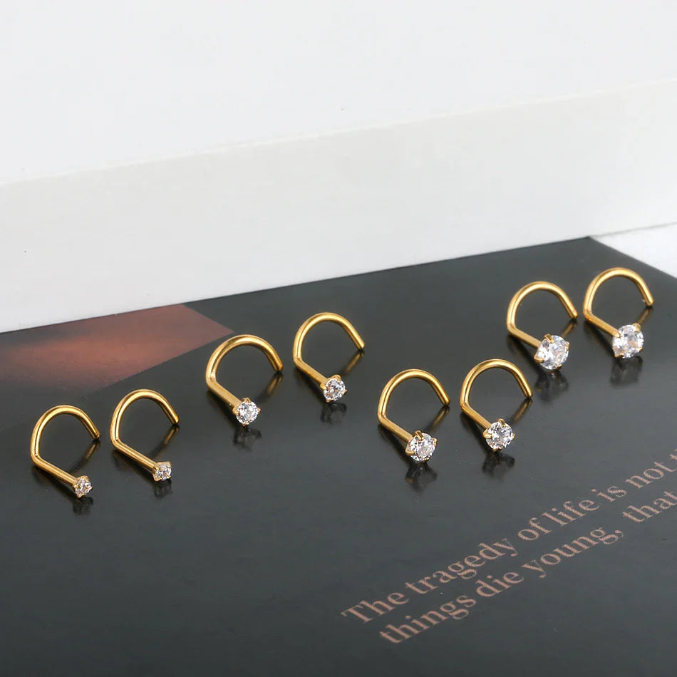 1PC Titanium 18G /20G 1.5/2/2.5/3mm Zircon Gem Nose Stud Piercing Screw Prong CZ Nostril Earring Nariz Piercings Sexy Jewelry