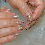 24pcs Nude French Fake Nails White Edge Almond False Nails Art Full Coverage Removable Waterproof Artificial Press on Nail