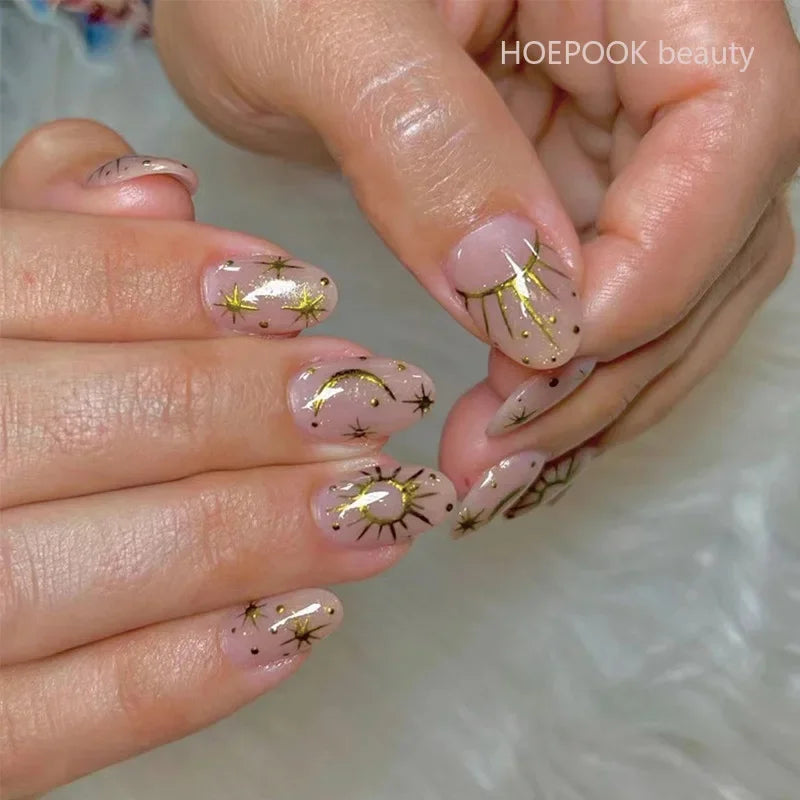 24pcs Nude French Fake Nails White Edge Almond False Nails Art Full Coverage Removable Waterproof Artificial Press on Nail