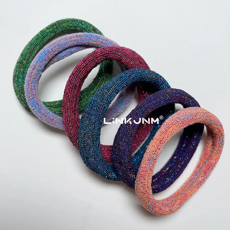 6PCS Women Glitter Hair Scrunchies Girls Elastic Hair Rubber Bands Hair Holder/Gum Hair Accessories Ponytail Hair Holders