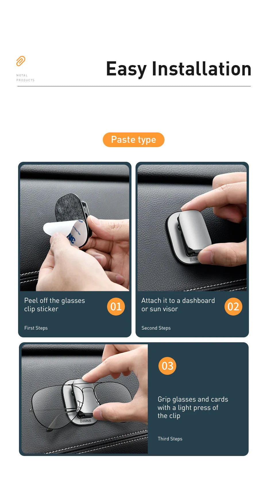 Baseus Car Eyeglass Storage Clip Sun Visor Sunglasses Holder for Auto Card Ticket Stand Interior Accessories Car Eyeglass Holder