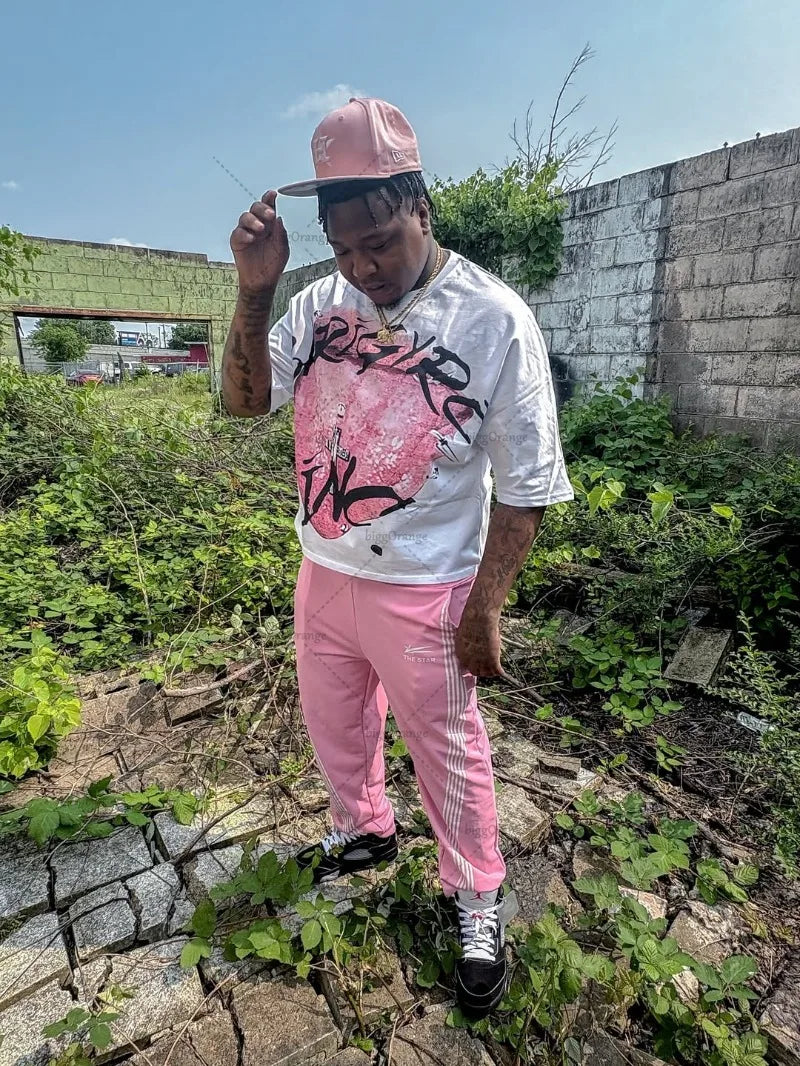 American Retro Letter Printing Oversized T-shirt Hip-hop Harajuku Punk Round Neck Graphic Top Men Trendy Casual Streetwear Women