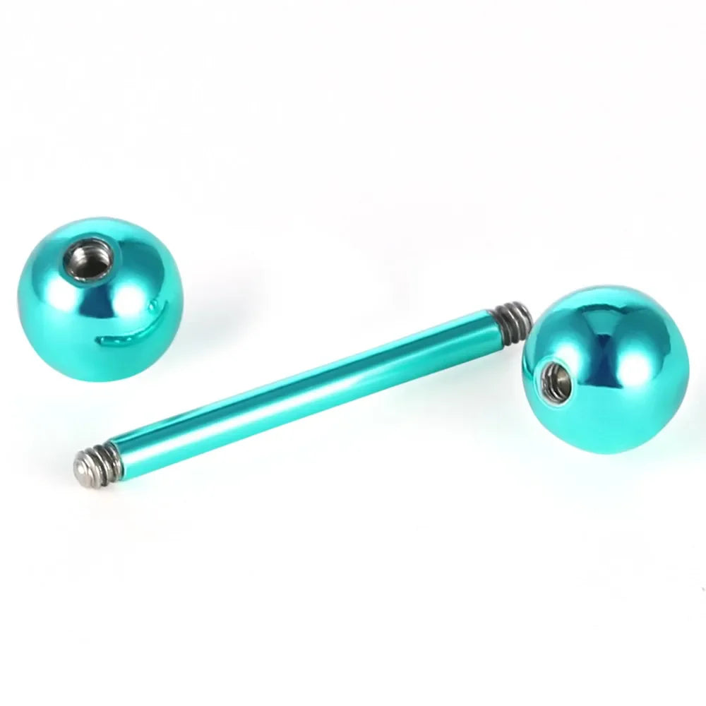 7pcs/lot Titanium Plated Piercing Tongue Rings Bars Girls 14G Tongue Piercing Barbells Stainless Steel Body Jewelry SD84