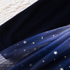 2025 Red Christmas Dress for Baby Girls Winter Long Sleeve Mesh Dresses for 3-8Yrs Kid Star Sequin Birthday Party Princess Dress