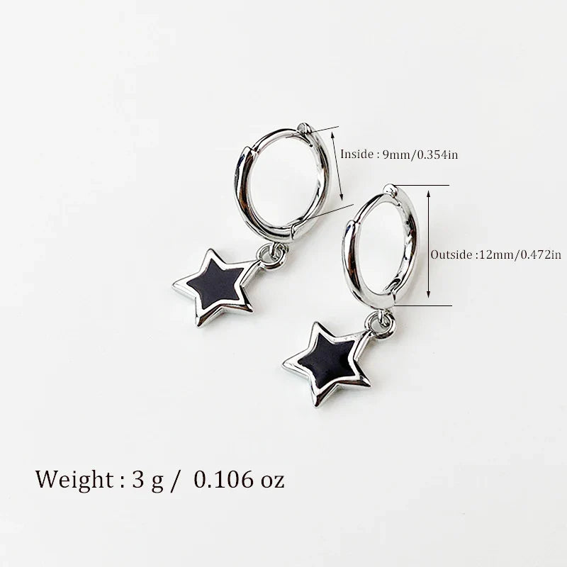 Cute Lovely Small Hoop Earrings For Women Tiny Huggie Mini Round Circle With Pentagram Star Pendant Female Dangle Ear Accessory