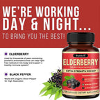 Elderberry Capsules - Rich in Vitamins - Supports Antioxidant, Immune System Health, Non-GMO,Dietary Supplement