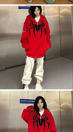 American Style Spiderman Sweatshirt Men Hip Hop Heavyweight Hardcore Cardigan Jacket Spring Autumn Design Sensibility Hooded Top