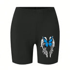 Casual Women Fitness Short Pantsbeautiful Dreamy Purple Butterfly Prints Leggings Short High Elastic Soft Thin Female Sportswear