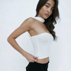 Chic White Sexy Strapless Crop Tops 2023 Elegant Summer Slim Tanks Tube Top Cropped Solid