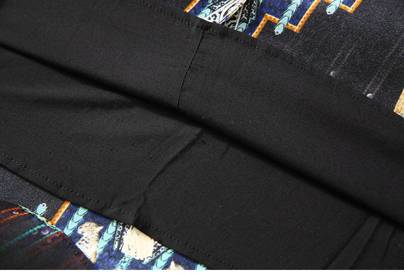 2025 Summer Bohemian Dresses For Women Elegant V-neck High Waist Women's Print Black Dress A-line 100% Real Silk Long Midi Dress