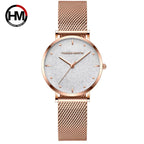 2025 New Women's Luxury Watch Matte Dial Japanese Quartz Movement Stainless Steel Mesh Strap Hannah Martin Brand Original Watch