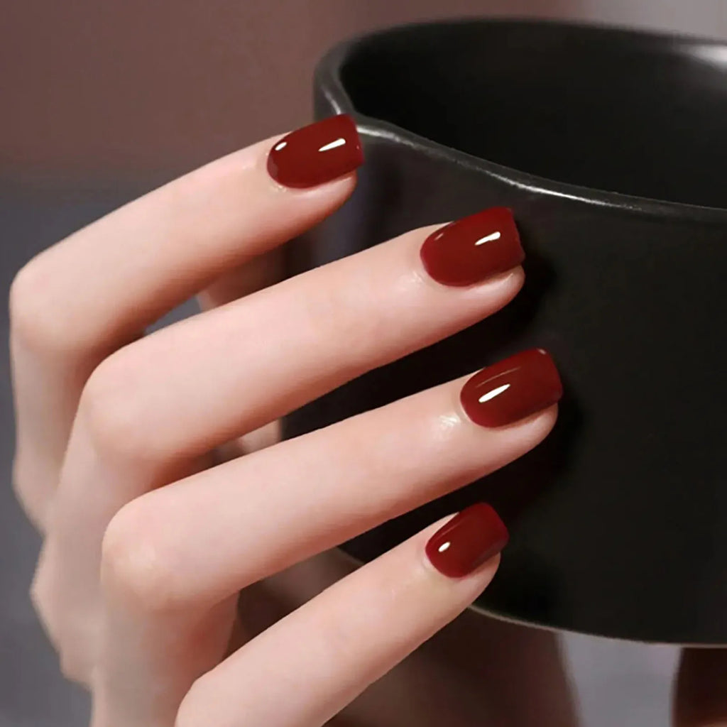 Almond Mid-length Black Fake Nail Solid Color Press on Nails Simple Full Cover Artificial Nail For Girls Nail Extension 24Pcs