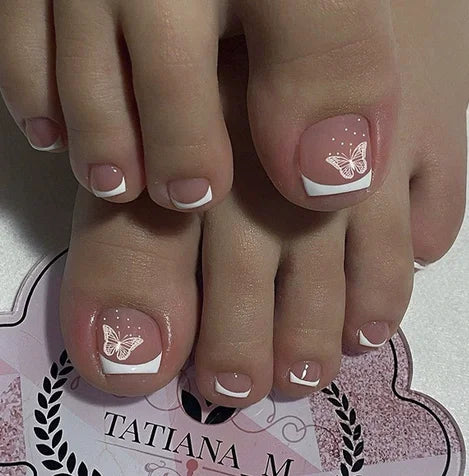 24pcs Black False Toenails Solid Color Glossy Fake Toenails Wearable Full Cover Ins Square Press on Toenail Patch for Girl Women