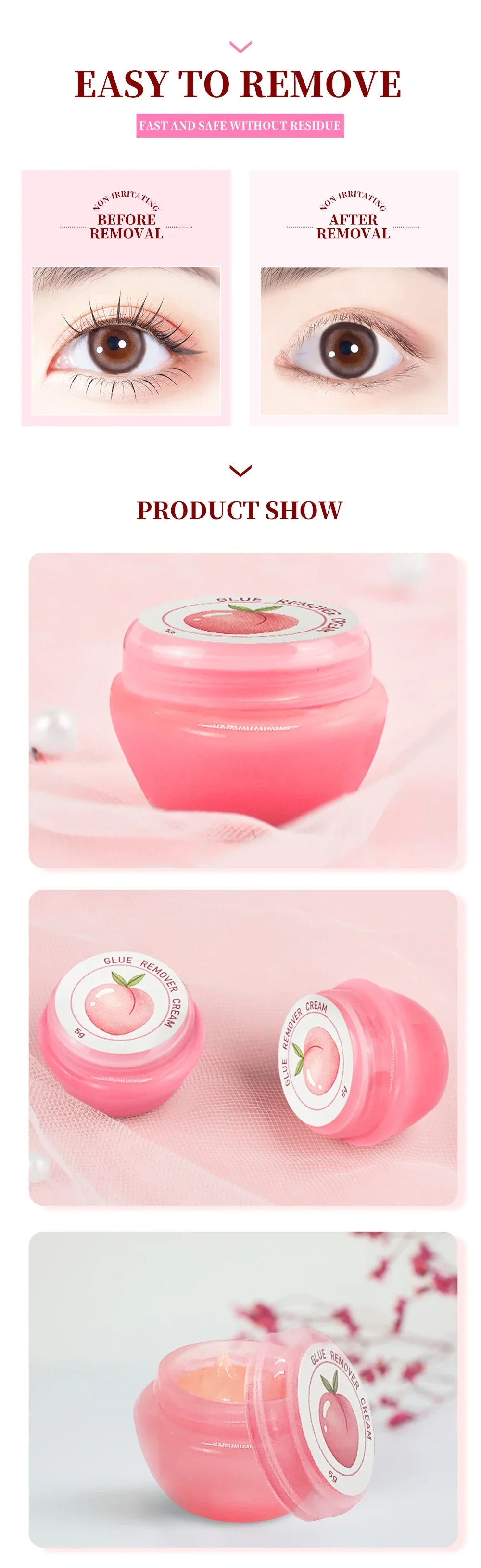 GTGDHNY Eyelash Glue Remover Quick Unloading Adhesive Professional Cream Remover for Eyeslashes De Pestaña Makeup Tools