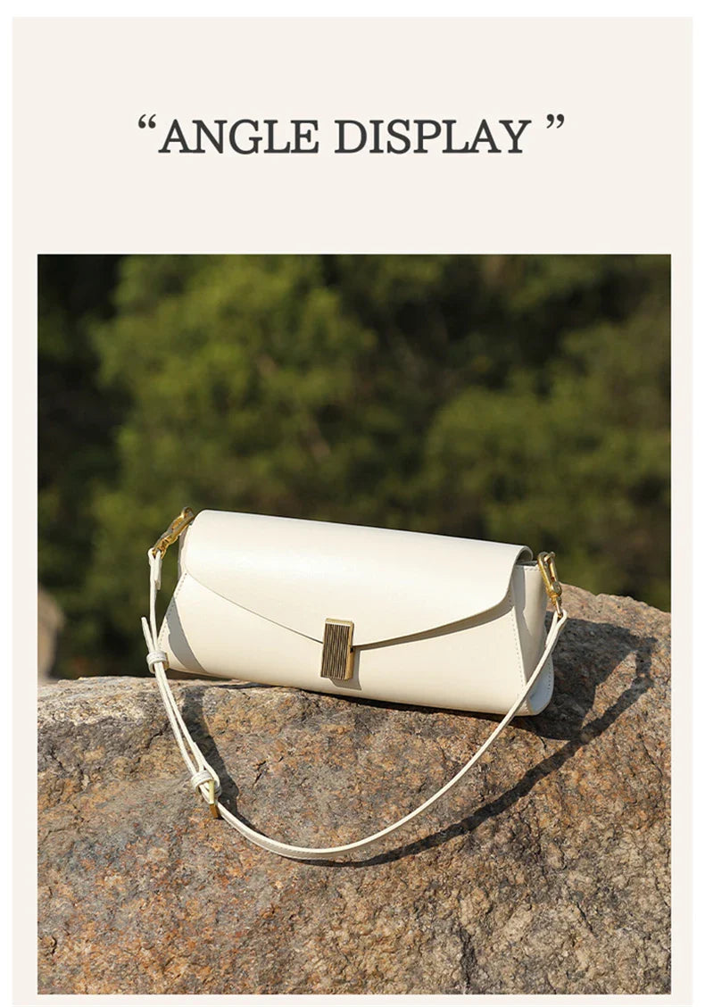 Burminsa Trendy Genuine Leather Underarm Shoulder Bags For Women 2025 Luxury Designer Crossbody Purses Flap Lock Ladies Handbags