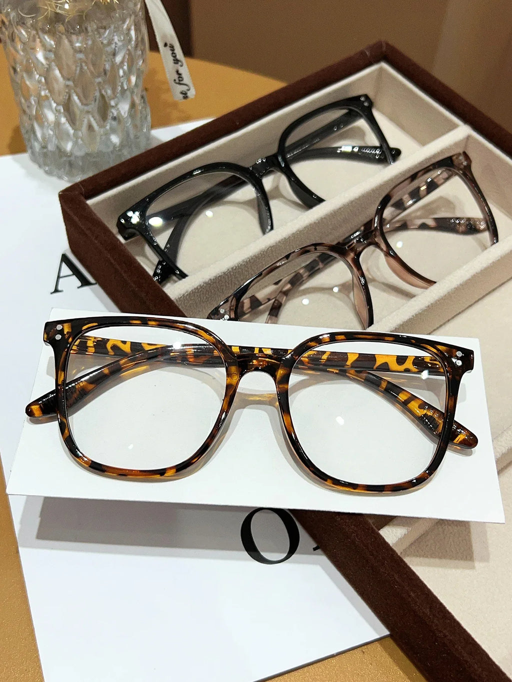 1Pc/3Pcs/4Pcs/6Pcs European and American Classic Popular Square Frame Glasses Set Men's and Women's Fashion Glasses