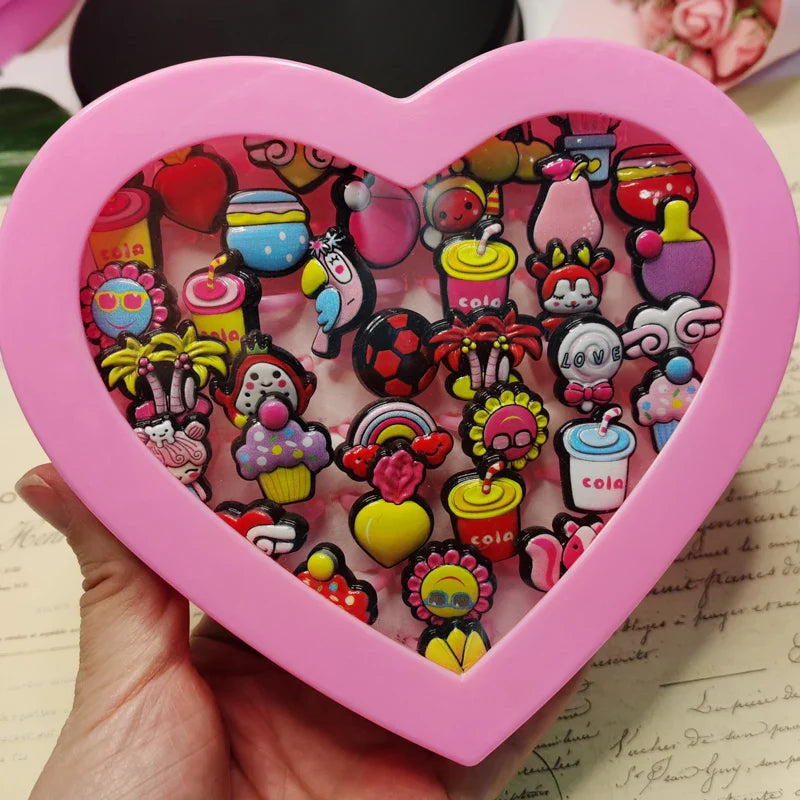 10pcs/lot Children's Cartoon Rings Candy Flower Animal Bow Shape Ring Set Mix Finger Jewellery Rings Kid Girls Toys Anillo