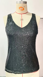 Amazon Quicktrade foreign trade explosion models Europe and the United States sexy ladies sequins summer light mature sexy V-nec