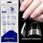 240pcs XS Fake Nails Short Square/Almond False Nail Tips Half Matte Acrylic Square Fingernails DIY For Manicure Extension Tools