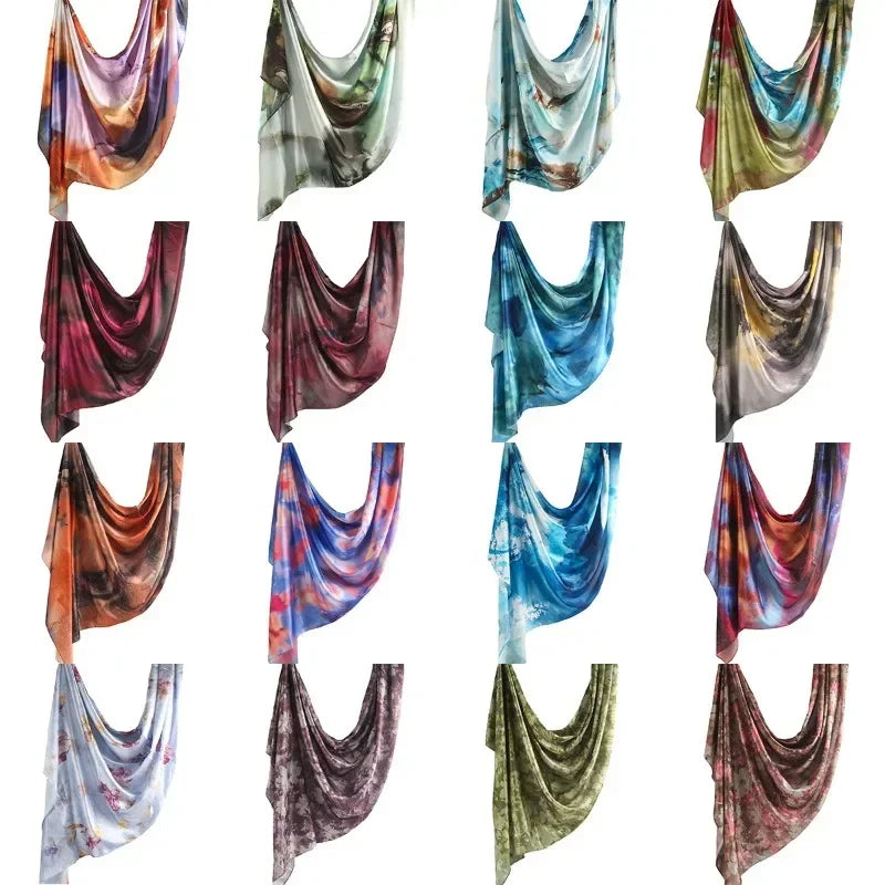 180×85cm Water Print Shawl Hijab Scarves Muslim Ethnic Woman Chiffon Silk Bandanas Printed Hijabs 2025