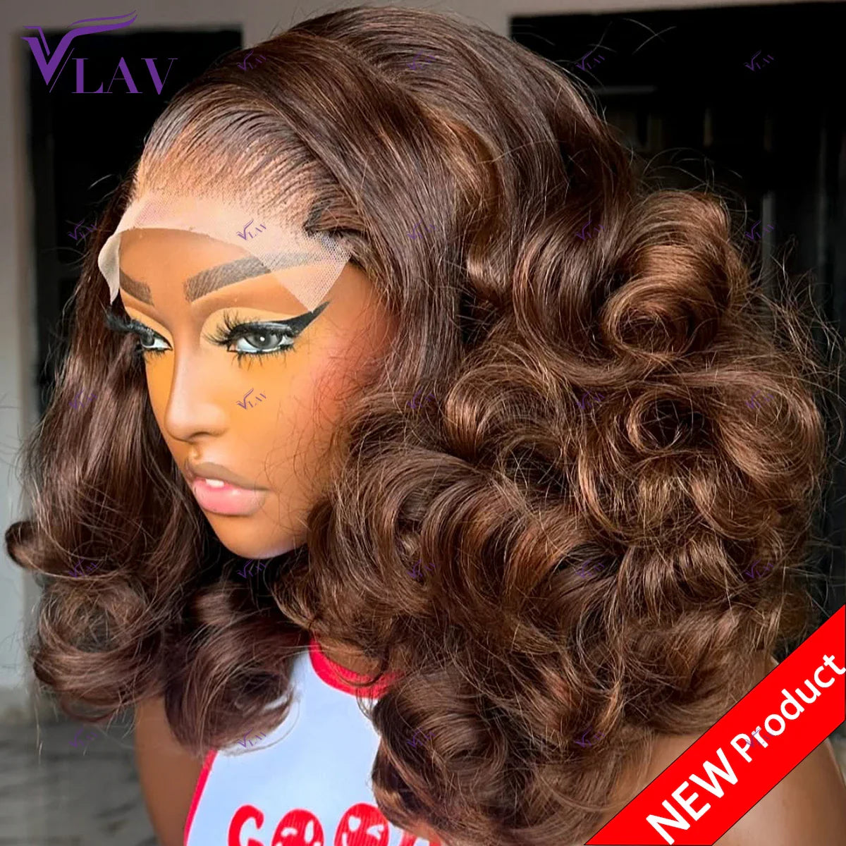 400 Density Glueless Wigs Human Hair Bouncy Curly Super Double Drawn 13x6 HD Lace Frontal Wig Preplucked Wear And Go Brown Color