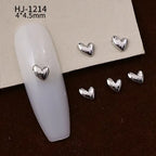 20PCS 3D Glossy Gold Silver Metallic Love Heart Various Crook Frame Solid Alloy Nail Art Rhinestones Decorations Manicure Charms