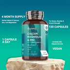 Calcium, Magnesium, Zinc and Vitamin D Supplement - Supports Immune System and Bone Health and Enhances Nutrient Absorption