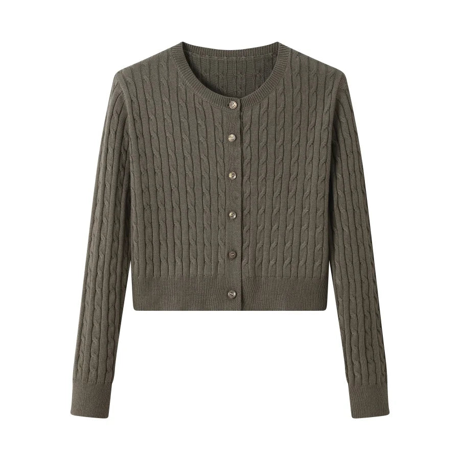 AS AW25 new design knitting cable cardigan + ribbing mockneck dress maxi length match for lady wear