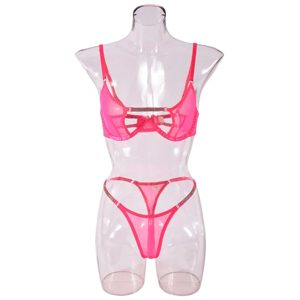 Ellolace Rhinestone Lingerie Onlyfans Kit Sexy Push Up Underwear Without Censorship Matching-Two-Piece Onlyfans Fantasy Clothing