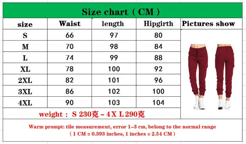 2022 New Solid Jogger Women's Cargo Pants Multi-Pocket Drawstring Elastic Waist Women Sports Pants Streetwear Casual Long Pant