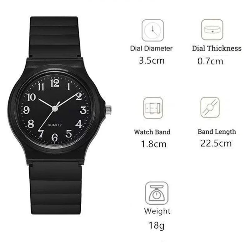 Casual Exam Watch Silicone Strap Simple Women Watch Student Ladies Quartz Wristwatch Waterproof Round Small Dial Clock for Girls