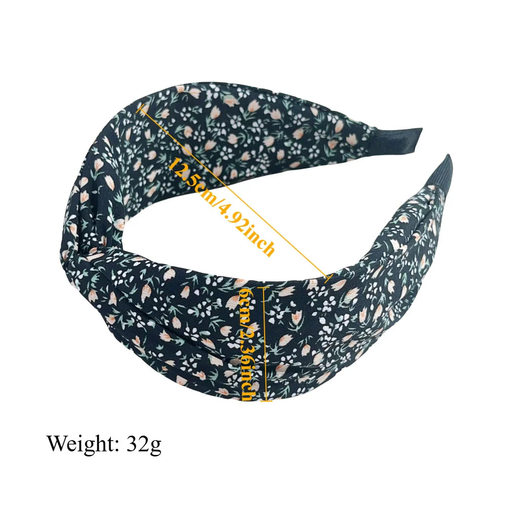 Bohemian Floral Cross Headband Women Wide Bands Hair Hoop Styling Tool Fabric Flower Print Vintage Headwear Accessories Summer