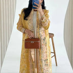 Abaya Ethnic Style Printed Pleated Coat Cape Shawl 2024 Spring/summer Big Collar Lace Up Cardigan Top Long Windbreaker Robe